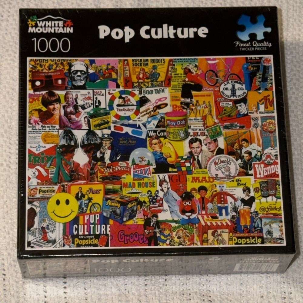 White Mountain Pop Culture 1000 Piece Jigsaw Puzzle Retro Collage New Sealed